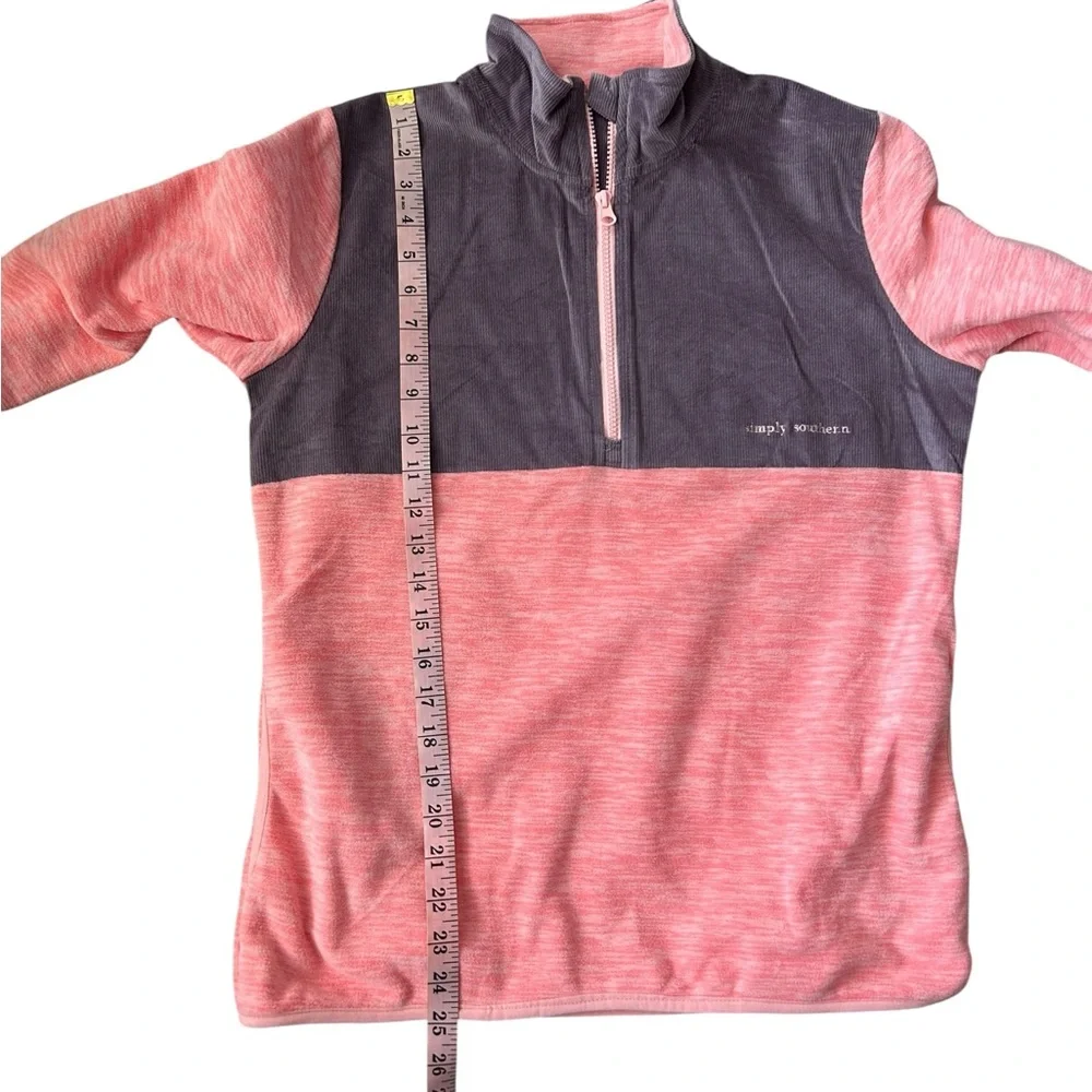 Simply Southern SimplyCordy Half-Zip Sweatshirt in Coral & Purple S - Picture 9 of 11